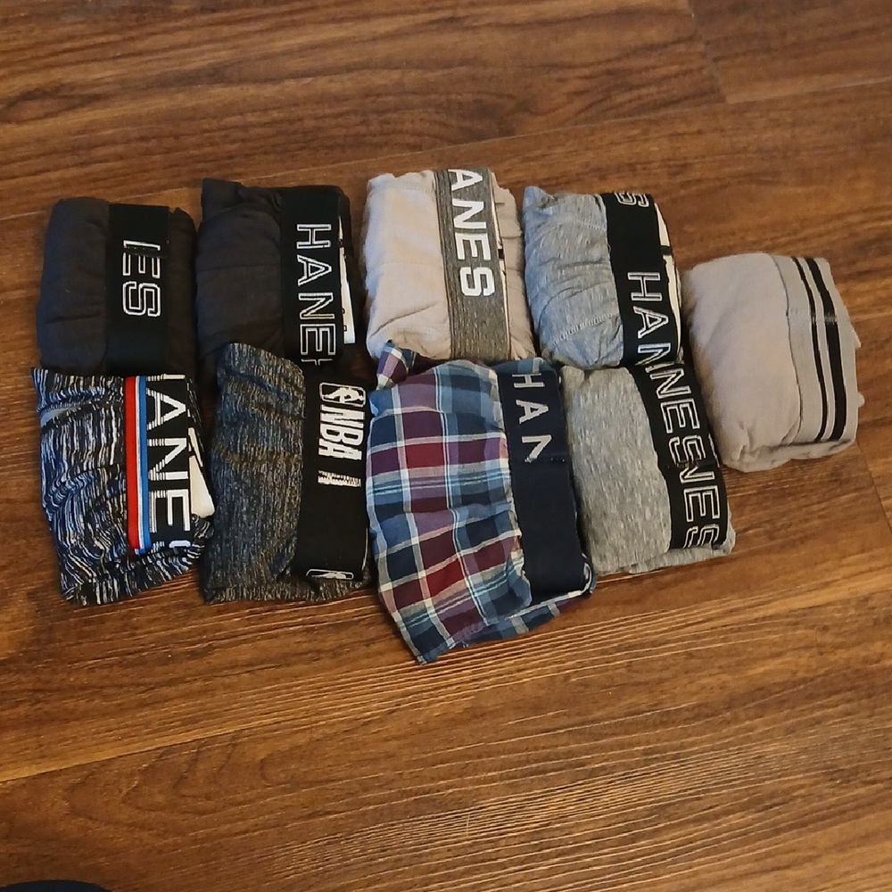 [9-pairs] Hanes Black and Gray Boxer Briefs Comfortable Underwear
